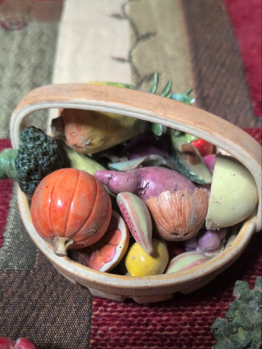 Miniature Ceramic Fruit & Vegetable Basket and Bowl Set - Multicolor - Picture 2 of 7